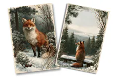 Winter Fox Woodland Junk Journal Pages Product Image 2
