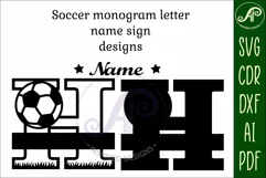 Football or Soccer Capital Monogram Letter H SVG Product Image 2