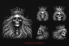 10 Bundle Dark Art Skull Queen Crown Royal Girl Woman Tattoo Product Image 3