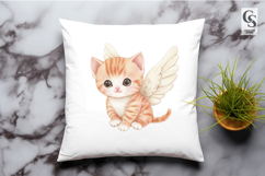 Cute Angel Kitten with Wings Clipart Sublimation PNG Product Image 2