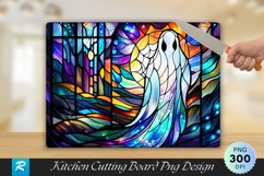 Halloween Stained Glass Ghost Cutting Board PNG Design Product Image 1