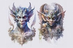 Gargoyle clipart, Halloween clipart, Watercolor clipart Product Image 2