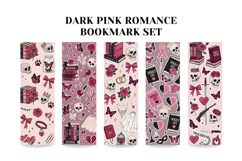 Dark Romance Bookmark Set,Gothic Pink Roses &amp; Skulls Book Product Image 2