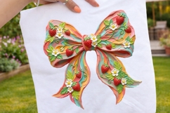 Summer Brushstroke Bow PNG, Strawberry Coquette Sublimation Product Image 3