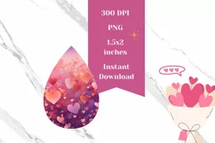 Valentine Teardrop Earrings PNG, Love Hearts Earring Design Product Image 2