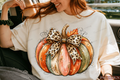 fall pumpkin png,pumpkin png,leopard bow pumpkin,boho fall Product Image 3