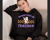 Spooktacular Teacher svg, Halloween shirt, Retro svg, Ghost Product Image 3