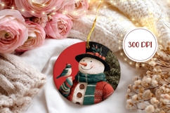 Cartoon Christmas Ornament Design, Snowman Round Ornament Product Image 2