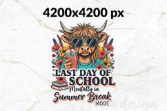 Last Day of School PNG, Summer Break Cow Sublimation Design Product Image 2