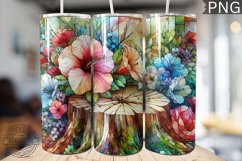 Watercolor Flower Wooden Stump Tumbler - High Quality 3Dpi Product Image 1