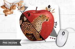 Leopard Floral Apple Design Mouse Pad PNG Design Product Image 1