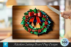 Maple Wood Christmas Wreath Cutting Board PNG Design Product Image 1