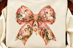 4 Nativity Christmas Bow Shirt PNG Designs, 4 Pink Christmas Product Image 2