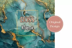 Green Marble Tumbler Wrap, Boss Mama Tumbler Sublimation Product Image 2