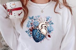 Watercolor Christmas Floral Hearts Clipart Product Image 2