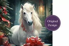 Christmas Tumbler Design, Christmas Horse Sublimation PNG Product Image 2