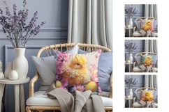 Cozy Easter Pillow Design, Easter Chick Pillow Case Product Image 2