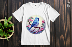 Blue Bird Floral Clipart Sublimation PNG Product Image 2