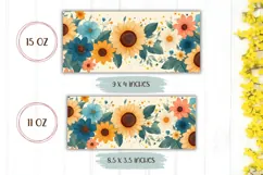 Cartoon Sunflowers Mug Wrap, Flowers PNG Product Image 2