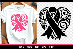Flourish heart cancer ribbon SVG cut files Product Image 2
