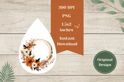 Boho Flowers Sublimation PNG, Autumn Flowers Earring Design Product Image 2