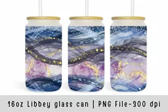 Glitter Marble tumbler sublimation glass can, 16oz glass can Product Image 1