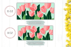 Pink Tulips Mug Wrap, Pink Flowers Mug, Floral Mug Template Product Image 2