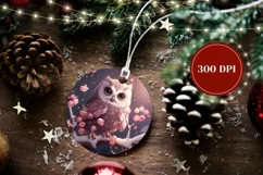 Cute Christmas Ornament PNG, Winter Owl Ornament Template Product Image 2