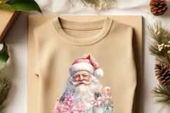 Santa Claus Smiley Face Png, Pastel Christmas Scene, Pink Product Image 2