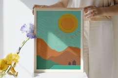 Sunny Mountain Landscape Minimalist Pillow Design Product Image 2