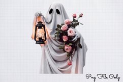 Antique Halloween Ghost With Flowers Clipart PNG Product Image 1