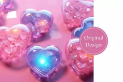 3D Glitter Heart Tumbler Design, Valentine's Day Tumbler PNG Product Image 2