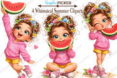 Whimsical Summer Girl Clipart, Cute Beach Girls PNG, Summer Product Image 3