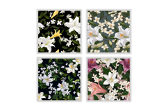 Lily &amp; Jasmine Flower Digital Paper | Flower Pattern Product Image 2