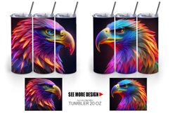 3D Eagle Neon | Tumbler Sublimation Wrap Product Image 2