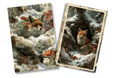 Winter Fox Forest Junk Journal Pages Product Image 2