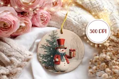 Cartoon Christmas Ornament PNG, Snowman Ornament Template Product Image 2