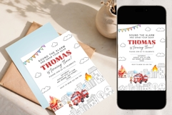 Fire Truck Birthday Invitation Template Product Image 2