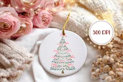 Christmas Pink Bows Ornament, Christmas Ornament Template Product Image 2