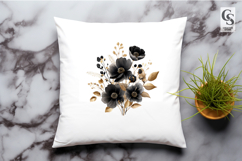 Black Gold Floral Bouquet Clipart Sublimation PNG Product Image 3