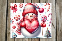 Xmas Snowman | Christmas Skinny tumbler sublimation designs Product Image 2