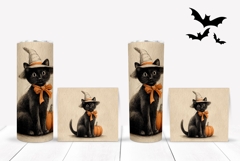 Halloween Black Cat Tumbler, Cartoon Cat Tumbler Wrap Product Image 2