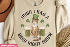 Irish I Had A Beer Right Meow PNG, St Patricks Day Cat Subli Product Image 2