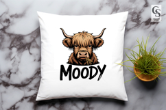 Moody Highland Cow Clipart Sublimation PNG Product Image 2