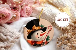 Vintage Snowman Round Ornament PNG, Winter Ornament Product Image 2