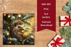 Cute Christmas Hedgehog Square Coasters, Christmas Animals Product Image 2