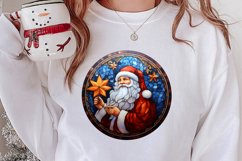 Stained Glass Painting Of Santa Clipart Sublimation Product Image 2