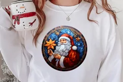 Stained Glass Painting Of Santa Clipart Sublimation Product Image 2