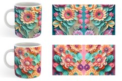 3D Flower Paper Art Mug Wrap | Sublimation Coffee Cup Product Image 5