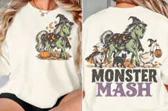 Monster Mash Front Back Halloween PNG, Witch Horse Chest Bac Product Image 2